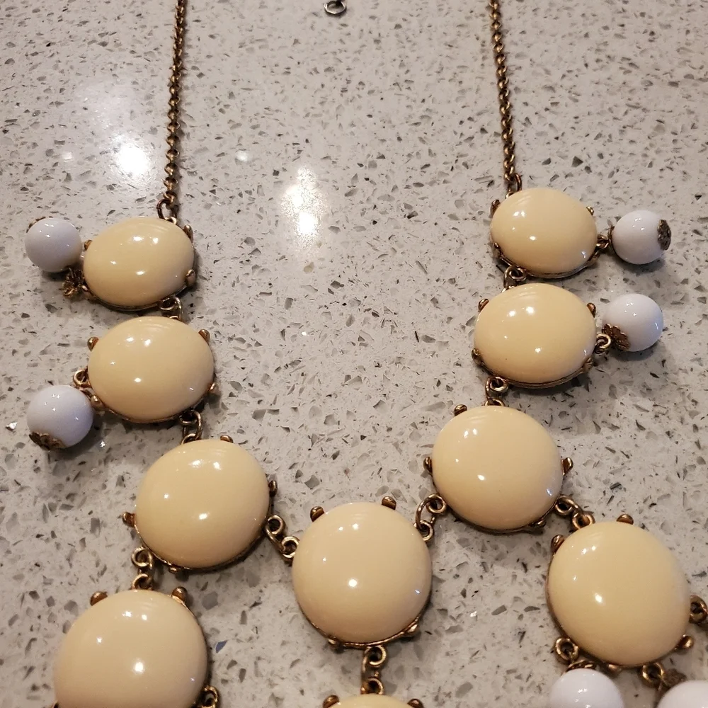 White Ivory Bubble Statement Necklace Long Bride Preppy Casual Work Neutral Y2K